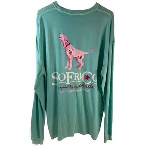 Southern Fried Cotton Socrico men’s xl Blue with Pink Dog LS
